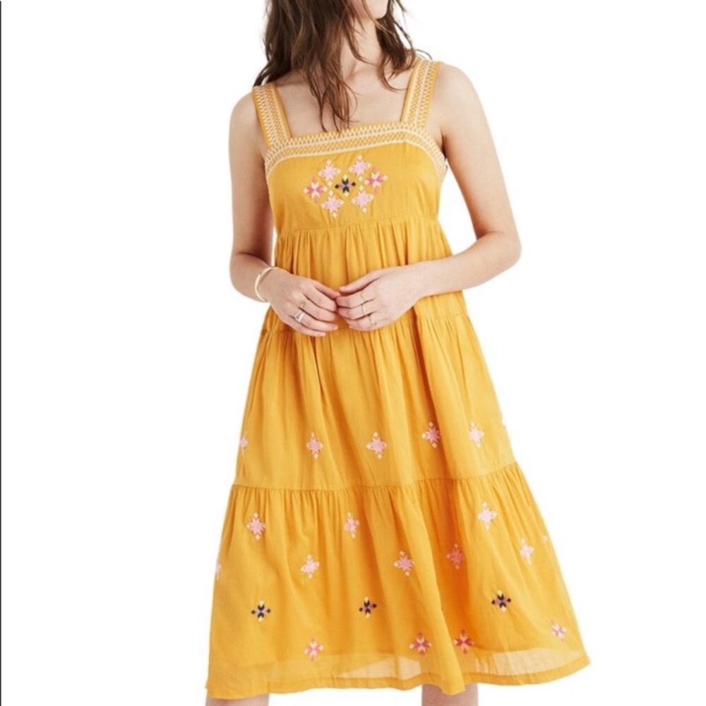 Madewell Primrose Embroidered Midi Dress
